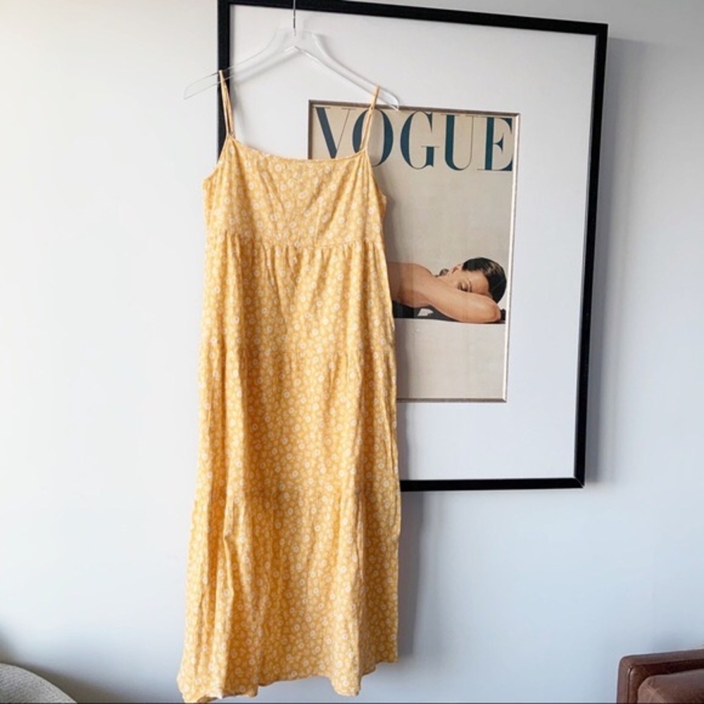 Reformation Yellow Floral Tiered Midi